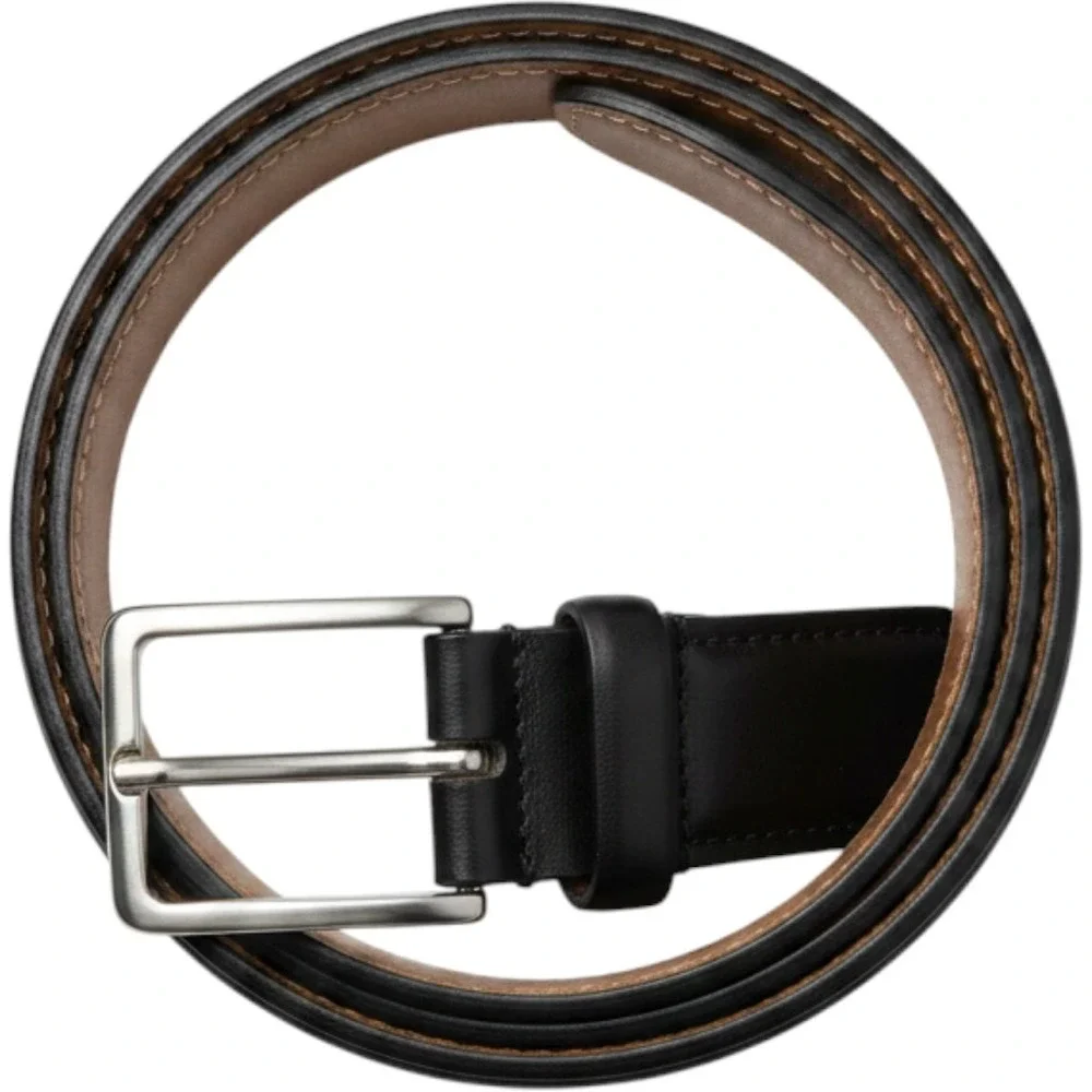 Brooks Brothers Mens Black Leather Dress Belt Made in Italy Solid Brass Size 44